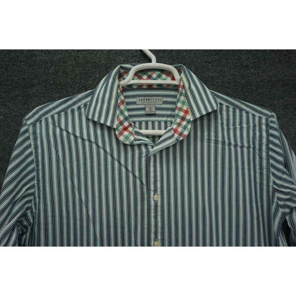 Jackstone Thomas Deen Button Up Shirt Large Flip Cuff Striped Long Sleeve